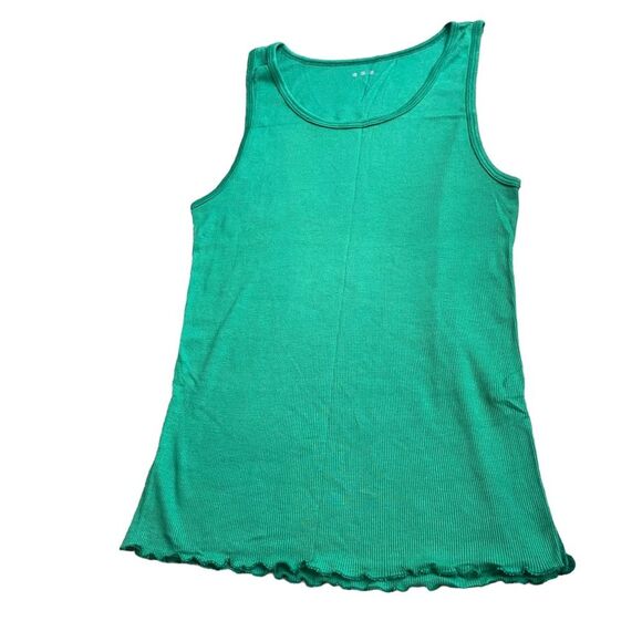 Three Dots Kelly Green Lettuce‎ Hem Ribbed Tank Size XL - Picture 5 of 6